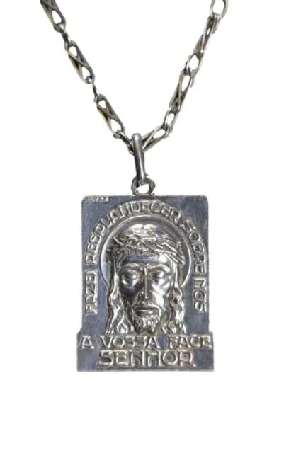 Modernist Holy Face Of Jesus Christ Medal Sterling Silver Alves