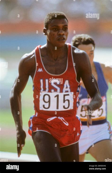 Olympic Summer Games Los Angeles 1984 Carl Lewis Usa Win 100m Sprint In