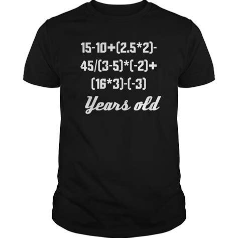 Funny Shirts 16 Years Old Algebra Equation Premium Fitted Guys Tee