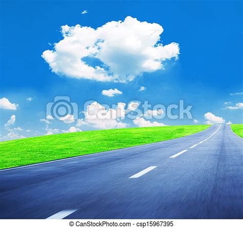 Beautiful Natural Landscape With Empty Highway Canstock