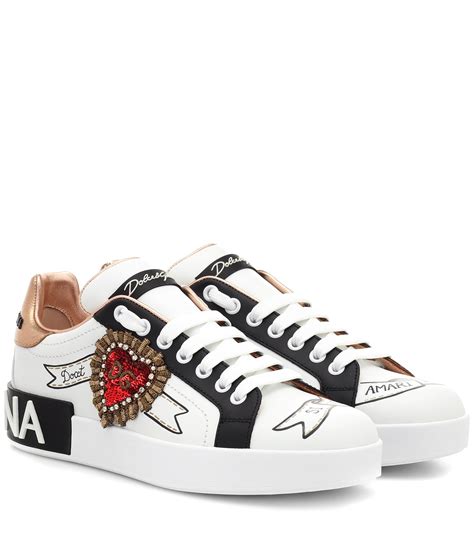 Lyst Dolce And Gabbana Portofino Leather Sneakers