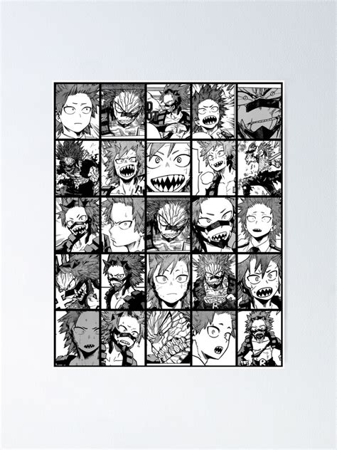 Kirishima Eijirou Manga Black And White Version Poster By Angellinx3