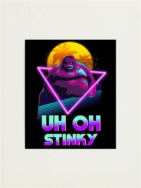 Lámina Fotográfica Uh Oh Stinky Poop Le Monke 80s Vaporwave Outrun