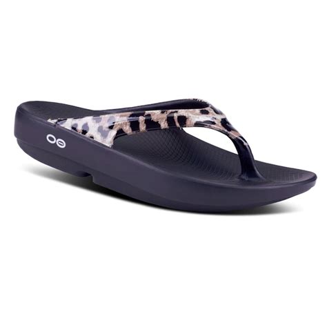 oofos women s oolala sandal black cheetah laurie s shoes
