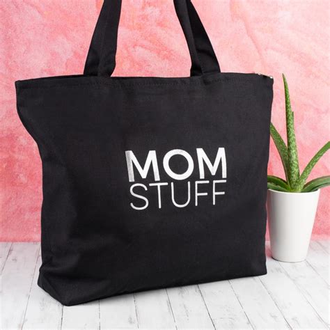 Mom Stuff Zippered Tote Bag Etsy