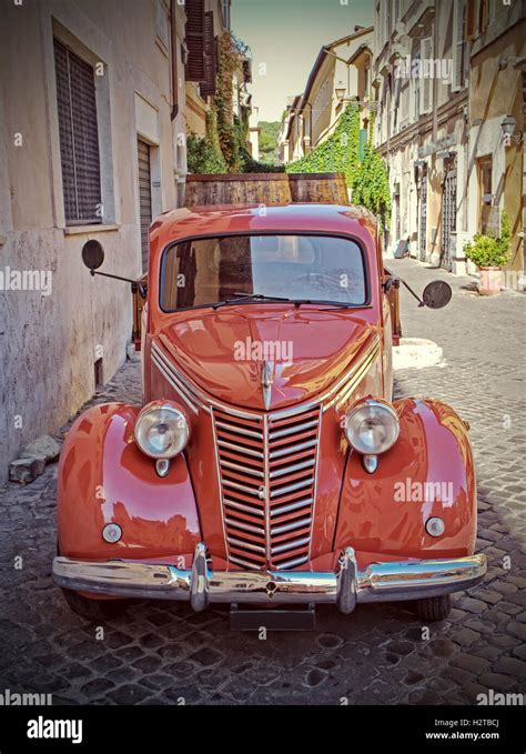 Classic Car Parked In An Alley Rome Italy Stock Photo Alamy