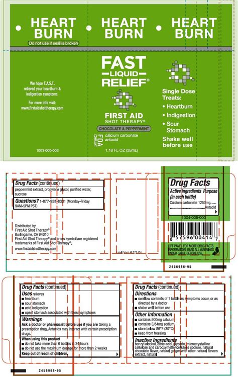 First Aid Shot Therapy Heartburn Relief Liquid First Aid Beverages Inc