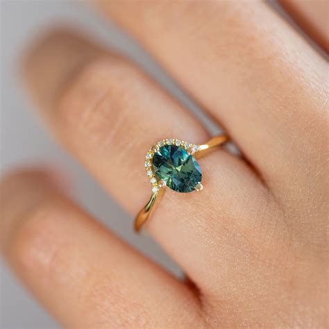 Teal Sapphire Engagement Ring One Carat Artemer