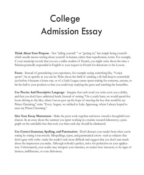 Free 15 Sample College Essay Templates In Word Pdf