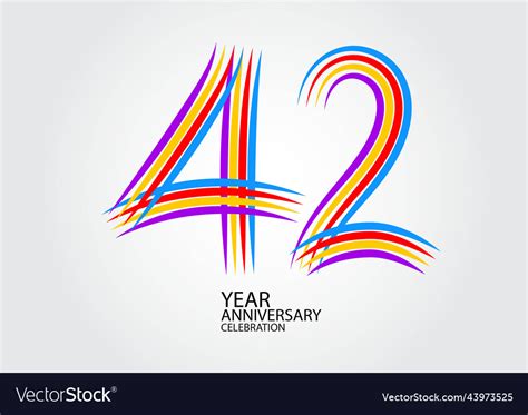 42 Years Anniversary Celebration Logotype Vector Image