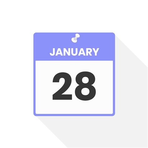 Icono De Calendario Del 28 De Enero Fecha Mes Calendario Icono Vector
