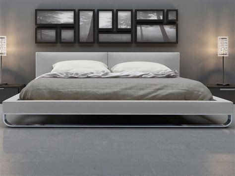 Modloft Chelsea Pearl Gray Eco Leather Queen Platform Bed Molmd Qgry