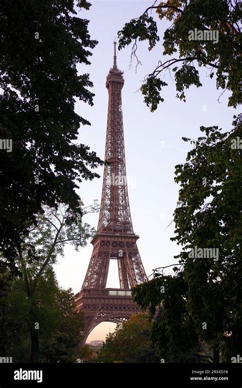 The Eiffel Tower Through The Trees In The Champ De Mars Paris France