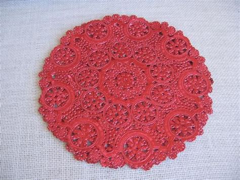8 Red Foil Valentine Paper Doily Pack Of 12 Red Paper Doilies