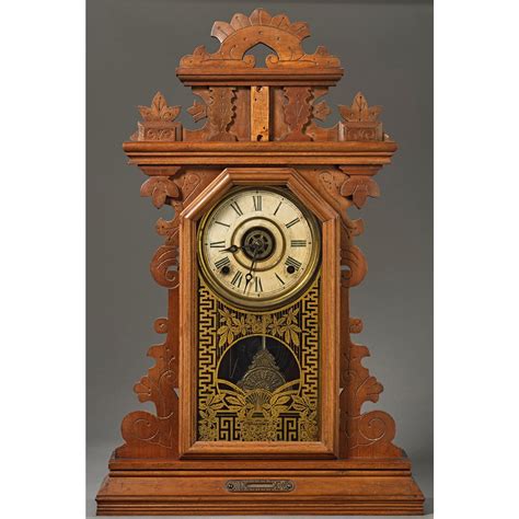 Antique E Ingraham Pansy Kitchengingerbread Clock Chairish Mantel