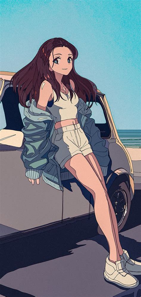 1080x2280 Loreley Anime Leaning On Car One Plus 6huawei P20honor View