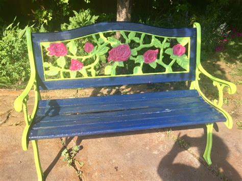 Painted Bench By Barb Dixon Painted Outdoor Furniture Metal Garden