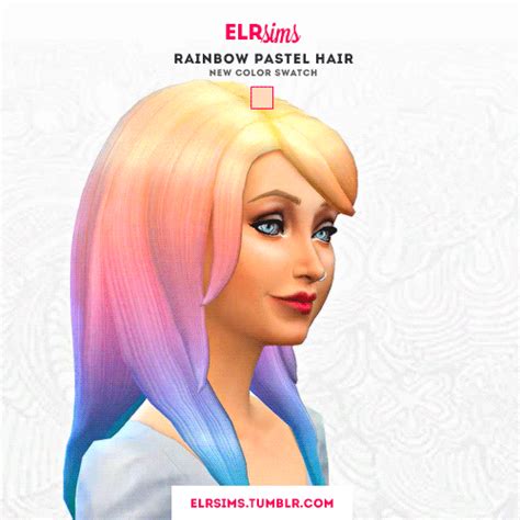 Rainbow Pastel Hair Recolors By Elrsims Женские ретекстуры для Sims 4