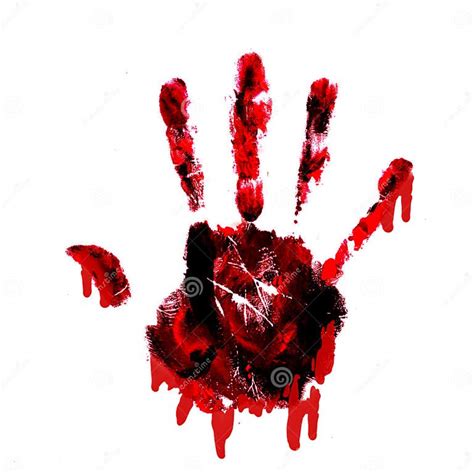 Bloody Handprint With Drips Isolated On White Back Stock Image Image