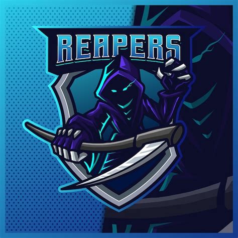 Premium Vector Hood Reaper Glow Blue Color Esport And Sport Mascot