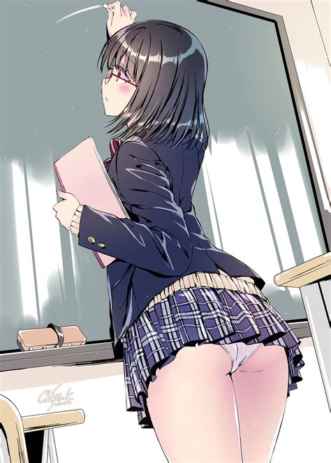 Kobayashi Chisato Ass Megane Pantsu Seifuku Skirt Lift Sweater Thong