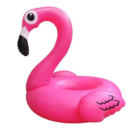 Inflatable pink flamingo tube on the beach. Pool Central 53.5 in. Jumbo Inflatable Pink Flamingo Float ...