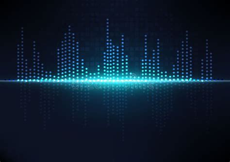 Sound Waves Dark Blue Light Abstract Technology Background Stock