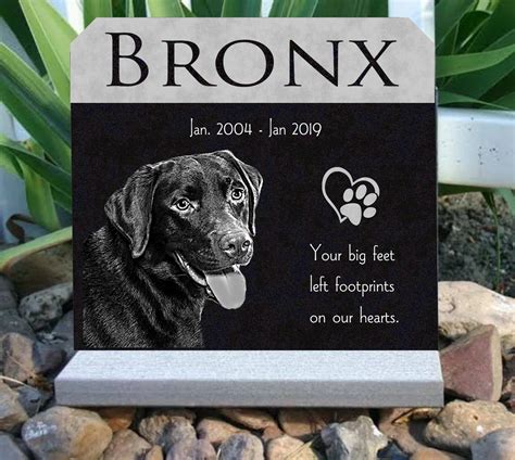 A Memorial Plaque With A Dogs Photo And Paw Prints On It Sitting In