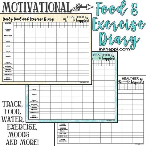 Food Exercise Diary Printable
