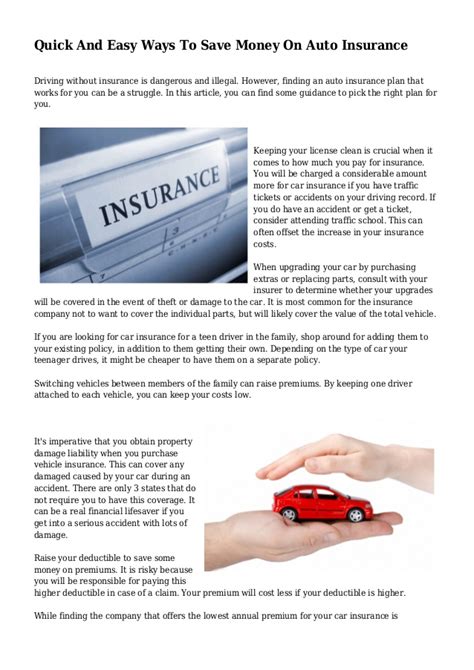 Quick And Easy Ways To Save Money On Auto Insurance