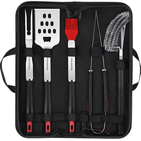 5pcs Bbq Grilling Tool Set With Case Stainless Steel Heavy Duty