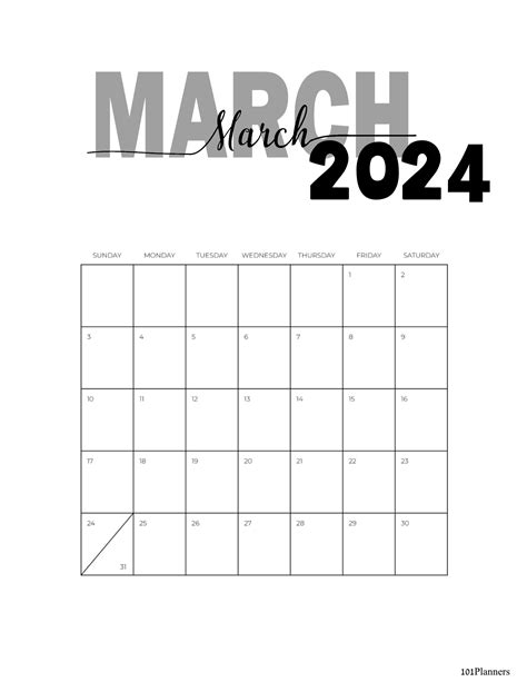 Free Printable March 2024 Calendar Customize Online