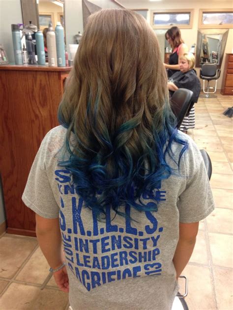 I have brown hair and dye my hair blue and green. Long brown curled hair with blue dyed tips. | Colored hair ...