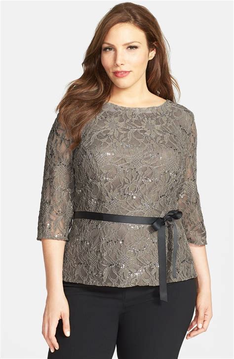 Alex Evenings Belted Lace Blouse Plus Size Nordstrom