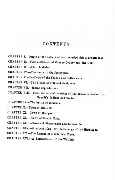 Full research paper table of containts. Minisink Region History, genealogy, Americana