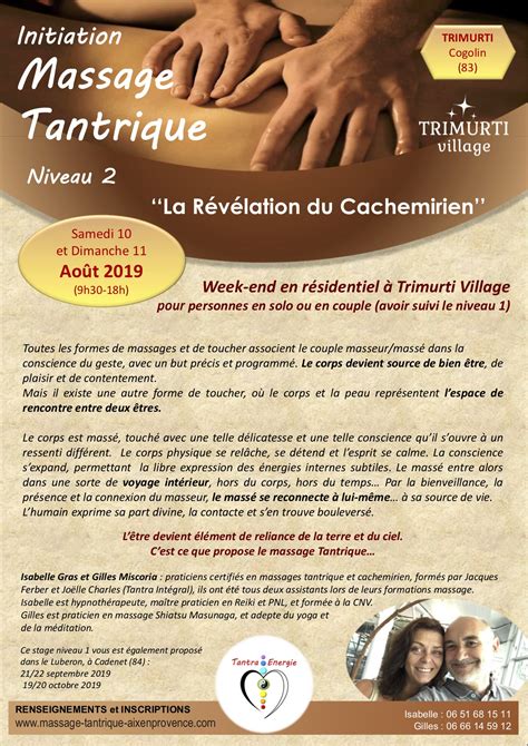 Initiation Au Massage Tantrique Niveau 2 Du Samedi 10 Août 2019 Au
