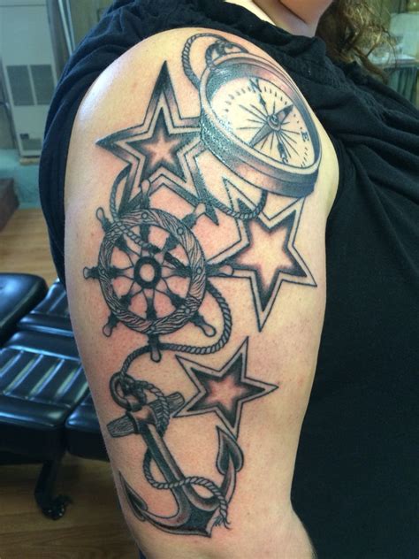Anchor Helm Stars Compass Nautical Tattoo