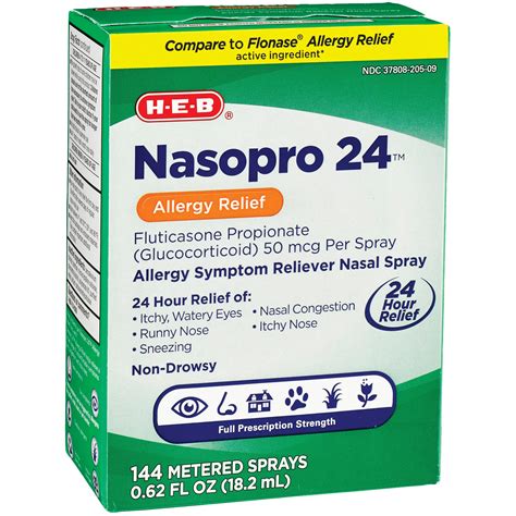 H E B Nasopro 24 Allergy Relief Nasal Spray 144 Sprays Shop Sinus And Allergy At H E B