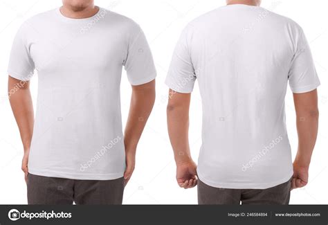White Shirt Mock Front Back View Isolated Male Model Wear — Stock Photo