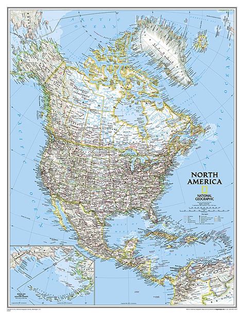 North America Political National Geographic Wall Map This Political