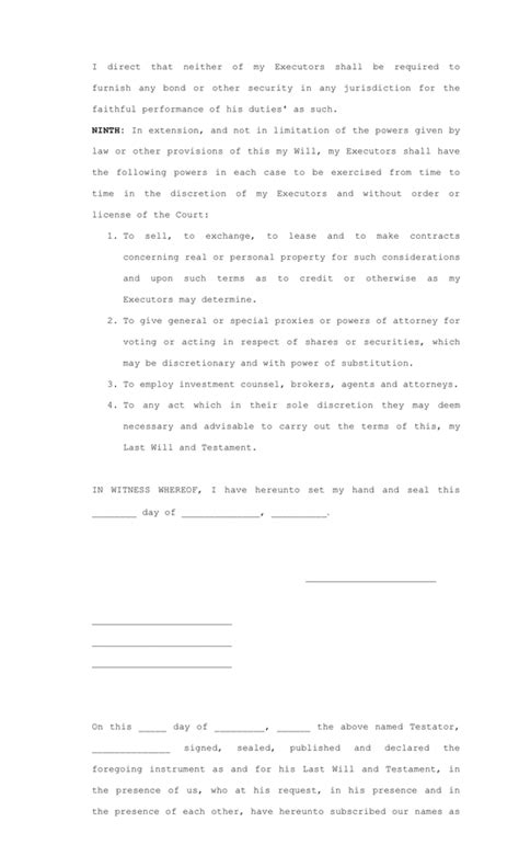 Last Will And Testament Form In Word And Pdf Formats Page 2 Of 5