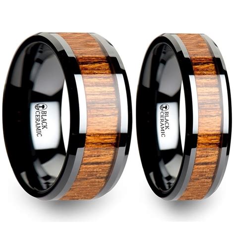 But a wedding band isn't just a piece of jewelry. Lachesis Teak Wood Inlaid Black Ceramic Couple's Matching ...