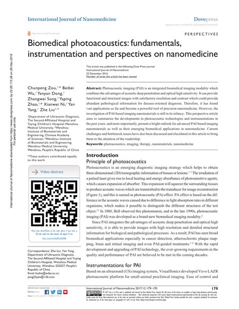 Pdf Biomedical Photoacoustics Fundamentals Instrumentation And