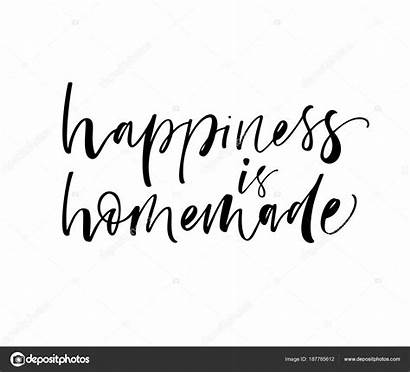 Homemade Happiness Calligraphy Phrase Ink Brush Isolated