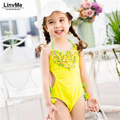 Linvme 2018 Girls Swimsuit One Piece Floral Girl Swimsuits Bathing Suit