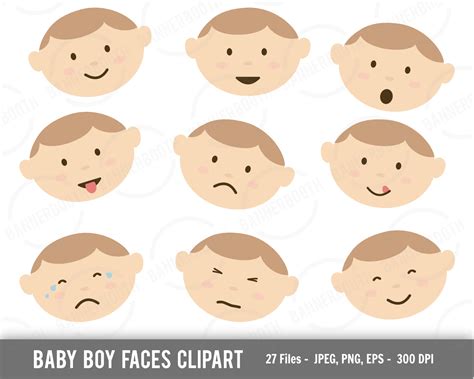Cute Baby Boy Face Clipart Extended Commercial Use License Blauthors
