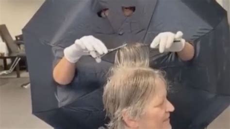 Hairdresser Cuts Holes In Umbrella As Coronavirus Barrier The Week UK