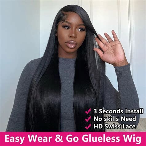 Wear And Go Glueless Human Hair Wig Pre Cut Straight Glueless Lace