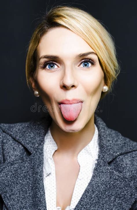 Cheeky Business Woman Sticking Out Tongue Stock Photo Image Of