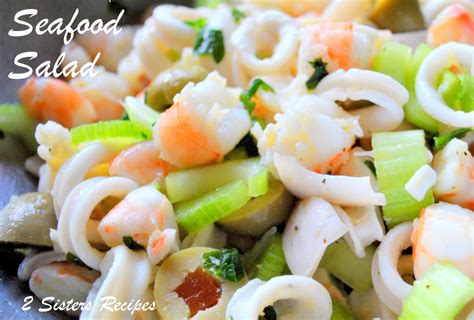 Christmas seafood recipes to impress your guests. Seafood Salad Marinated for Christmas Eve ! - 2 Sisters Recipes by Anna and Liz